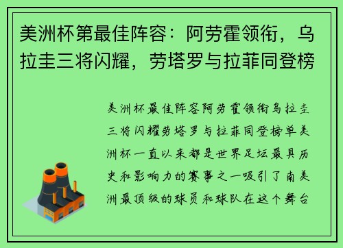 美洲杯第最佳阵容：阿劳霍领衔，乌拉圭三将闪耀，劳塔罗与拉菲同登榜单