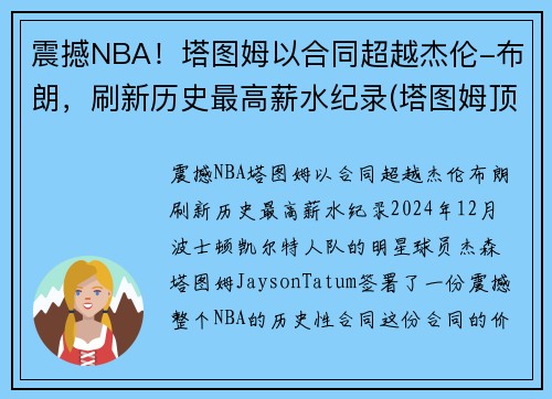 震撼NBA！塔图姆以合同超越杰伦-布朗，刷新历史最高薪水纪录(塔图姆顶薪续约)